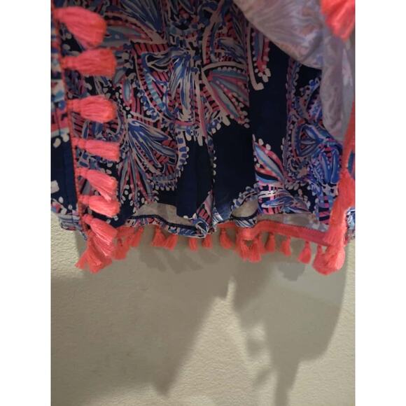 Lilly Pulitzer Women's Sleeveless Romper S Oyster Bay Miss Shell Print Tassles - Picture 4 of 9